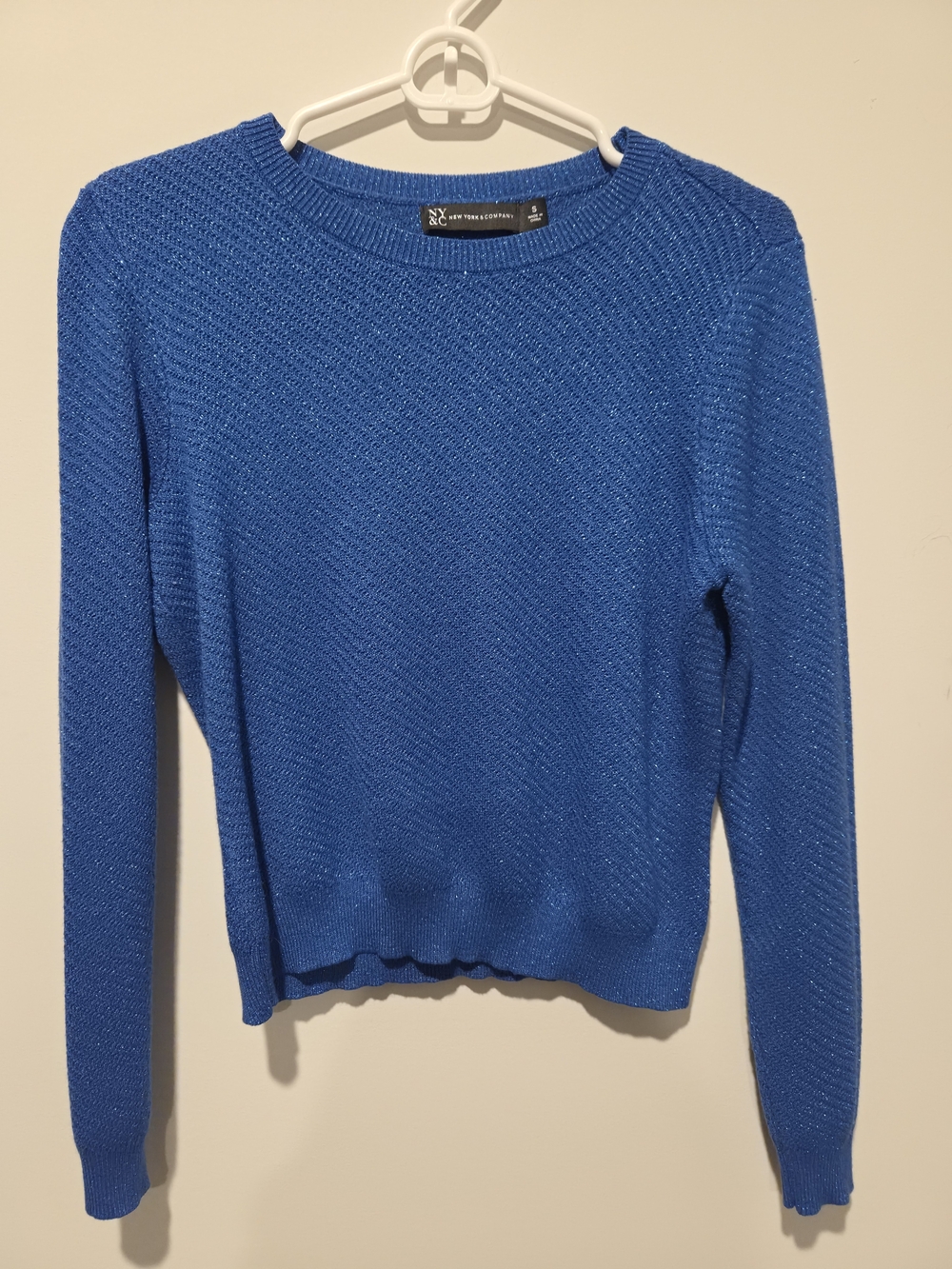 New York & Company Bright Blue Crewneck Sweater